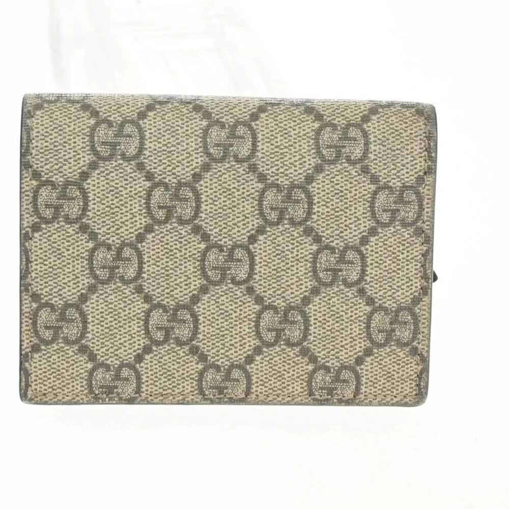 GUCCI Logo Mystic Cat GG Pattern Compact Wallet Supreme Leather Brown 63CA641 - Picture 3 of 12